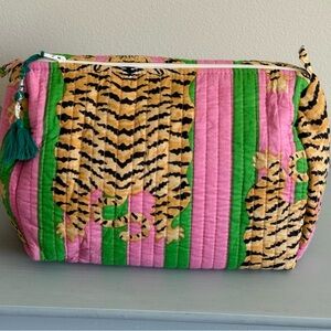 Pink and Green Quilted Tiger Print Bag